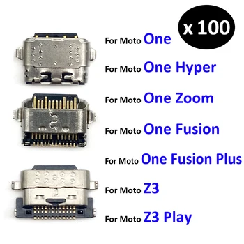 100 шт./лот, USB-Порт Для Зарядки, Разъем Для Зарядки, Розетка, док-станция Для Motorola Moto One Hyper Zoom Fusion Plus Z3 Play