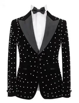 Черный Бархатный мужской пиджак на одной пуговице, сшитый на заказ, приталенный свадебный Пиджак для Жениха, Блейзер для выпускного вечера, куртка Hombre 6XL