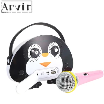 Детский Портативный динамик Bluetooth, беспроводная звуковая панель, Караоке-машина с микрофоном, интерактивная игрушка в подарок для детей-Черный, белый
