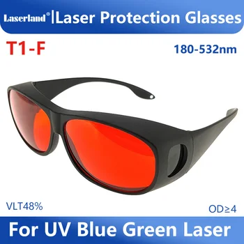 Профессиональные лазерные очки для защиты от 405 нм УФ 450 нм синего и 520 нм 532 нм зеленого OD4 T1-F