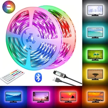 Красочная МИНИ-светодиодная лента USB RGB 3535 Bluetooth с управлением мобильным приложением для домашнего декора спальни, вечеринки, бара, фонового освещения телевизора