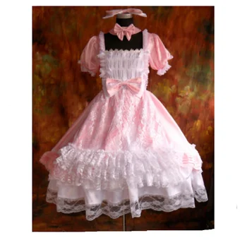 Горячая Лолита, панк, готическая горничная в розовом платье, костюм для ролевых игр на заказ