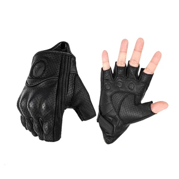 Мотоциклетные перчатки с полупальцами, Кожаные Перчатки Guantes, Мото-перчатки, Велосипедные перчатки Без пальцев, Ретро-перчатки, дышащие летние перчатки