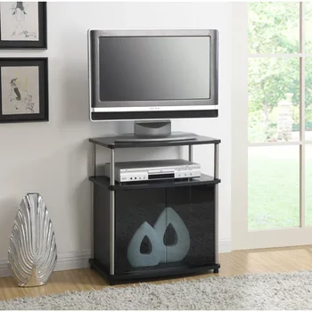 Концепции удобства Designs2Go Подставка для телевизора без инструментов с корпусом из черного стекла для телевизоров до 25 дюймов, многоцветная подставка для телевизора