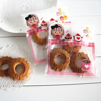 E1 Размер 10 * 13 см, рождественский пакет для печенья с рисунком розовой девочки, пакеты для тостов, конфет, сумки для выпечки, ювелирные изделия/подарочные пакеты