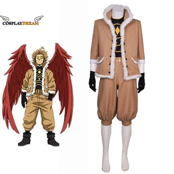 Аниме Мой герой Academia Hawks Косплей Костюм Hawks Наряд с перчатками Кейго Таками, Топ, брюки, пальто, Полный комплект Косплей костюма