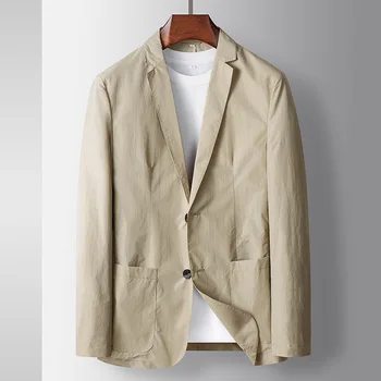 6490-2023, мужской тонкий повседневный солнцезащитный крем, эластичный маленький костюм, весенне-осенняя куртка single west