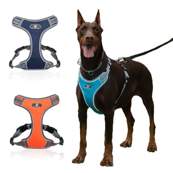 Жилет для собак среднего размера, дышащая шлейка для дрессировки собак, регулируемый светоотражающий нейлоновый нагрудный ремень для лабрадора Добермана