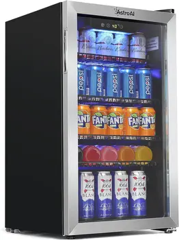 Холодильник для напитков с регулировкой температуры -3,2 кубических фута, 120 банок Мини-холодильник со стеклянной дверцей для пива, газировки или вина - Drink Fri