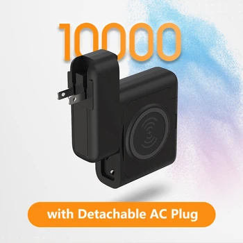 10000 мАч Power Bank с кабелем Type C AC Plug Qi Беспроводное Зарядное Устройство Powerbank 22,5 Вт Быстрая Зарядка для iPhone Huawei Xiaomi Samsung