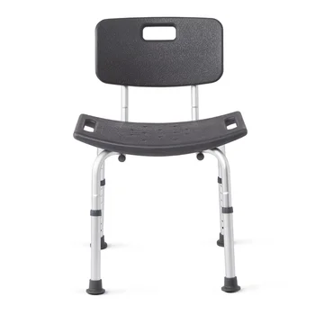 Кресло для душа со спинкой, с противомикробной защитой Microban, серого цвета