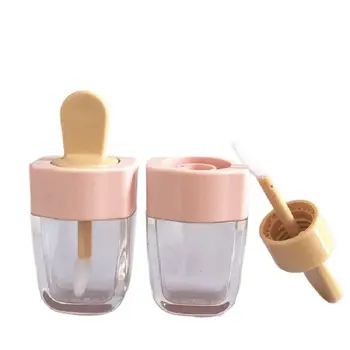 Пустой Тюбик блеска для губ объемом 7 мл, Розовый Косметический контейнер в форме мороженого, Упаковка для макияжа своими руками, Контейнеры для блеска для губ с кисточкой