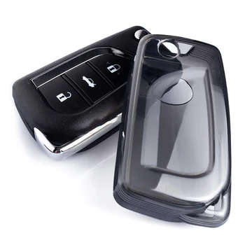 Черный Прозрачный чехол-брелок для ключей Toyota Для RAV4 Для Camry Для Corolla, флип-чехол для автомобильных ключей, Аксессуары