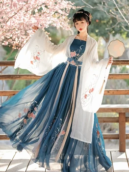 Оригинальная женская одежда в китайском стиле Хань от Cicada's Song, Комплект из трех предметов, Ruqun, Китайская Традиционная одежда в стиле Хань, Китайская