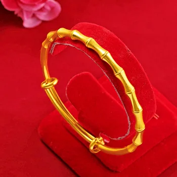 24K Позолоченный браслет для женщин, Роскошный богатый бамбуковый цепной двухтактный золотой браслет, подарки на годовщину свадьбы, высокие ювелирные изделия