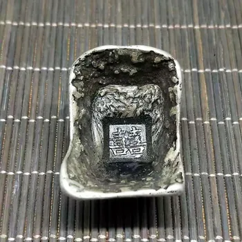 Изысканный антикварный слиток серебра большой династии Цин, удача, долголетие, счастливый квадратный серебряный слиток