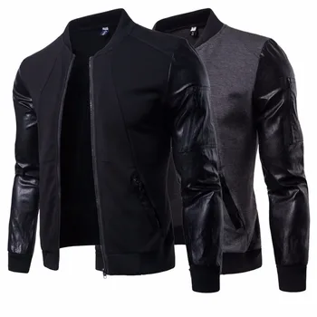 Весенняя стильная мужская модная одежда на молнии, приталенная куртка пилота с длинным рукавом, повседневная мотоциклетная одежда в стиле панк из искусственной кожи
