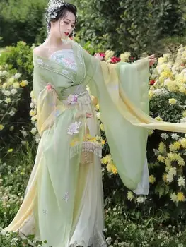 Весенне-летний Элегантный костюм феи в китайском стиле, женская древняя одежда, традиционные платья фей, улучшенный комплект платьев Hanfu