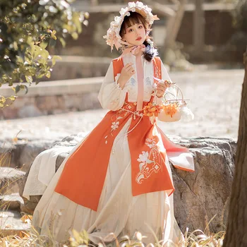 Китайский традиционный женский костюм Hanfu, Новый стиль, Женское платье Династии Хань с вышивкой, одежда для народных танцев Принцессы Династии Тан