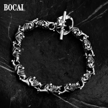 BOCAI Real S925 Серебряные ювелирные изделия Модный Темный браслет с клоуном для мужчин и женщин в стиле панк с пряжкой Модные подарки