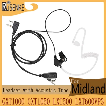 Гарнитура с прозрачной акустической трубкой RISENKE, Совместимая с радиостанцией Midland GXT1000 GXT1050 LXT500 LXT600VP3 с PTT
