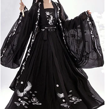Китайская древняя женская одежда Hanfu с вышивкой Тяжелой промышленности, двубортная Юбка Длиной до талии, Рубашка с широким рукавом
