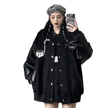Весна И осень 2023, Новая корейская версия Ins, универсальная бейсбольная куртка, Свободная черная куртка, женская мода