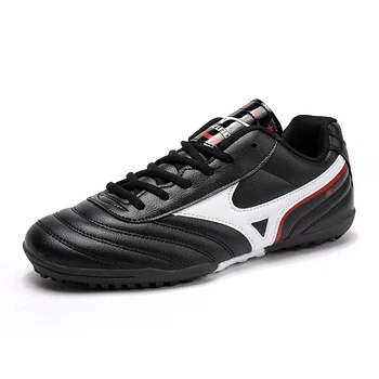 Высококачественная уличная футбольная обувь, мужская дышащая нескользящая спортивная обувь для футзала, Модные черные мужские футбольные кроссовки на шнуровке