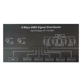 AC100V-240V Вход DMX512 1-4 Концентратор DMX Повторитель сигнала Разветвитель 4 XLR-3 Выходной Распределитель Усилитель Мощности EU Plug