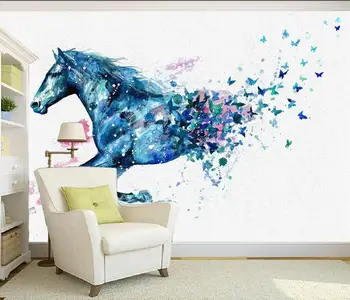 3d обои на заказ фотообои Фэнтези Лошадь бабочка фон 3D настенные фрески обои для домашнего декора гостиной