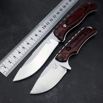Новый настольный BM15002 BM15017 со стабильной деревянной ручкой, открытый прямой нож, тактический походный портативный охотничий нож для выживания