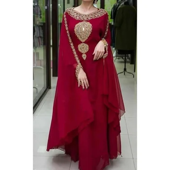 Темно-бордовый Королевский Кафтан из Дубая, Марокко, Фараша, Макси-Абайя, Вечерний Наряд, Современное арабское Платье