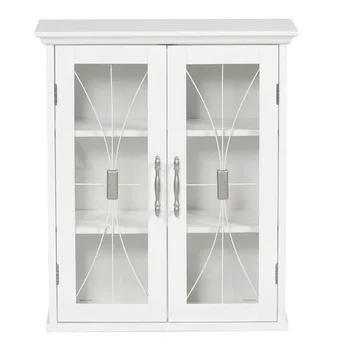 Съемный белый деревянный 2-дверный настенный шкаф - идеально простое решение для домашнего хранения!