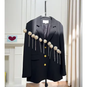 Весна 2023, Новый Дизайнерский Модный Женский Высококачественный Блейзер с цветочными кисточками, куртки C919