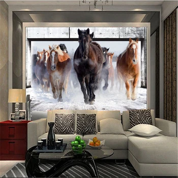 beibehang Horse Run Пользовательские фотообои художественные обои ретро диван фон 3d обои 3d фреска настенная бумага украшение дома