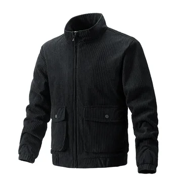 Новая осенне-зимняя вельветовая куртка, однотонное мужское пальто, оптовая скидка. Молния