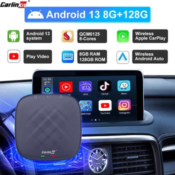 CarlinKit 8 + 128 г CarPlay Ai Box Плюс Android 13 Netflix YouTube Беспроводной Android Auto & CarPlay QCM6125 665 Для VW Audi Kia Fiat