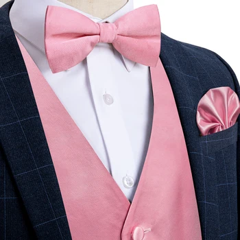 Однотонный розовый уникальный мужской жилет с атласным галстуком-бабочкой, комплекты, новинка, жилет без рукавов, мужские аксессуары, деловой галстук-бабочка